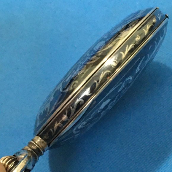 Antique / Vintage Lyst Glashute Niello Lovers Silver Rose Gold Pocket Watch Runs - Picture 6 of 10